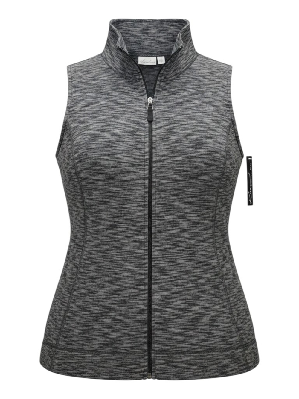 Kim Rogers Gray Marled Zip-Front Sleeveless Vest - Size L